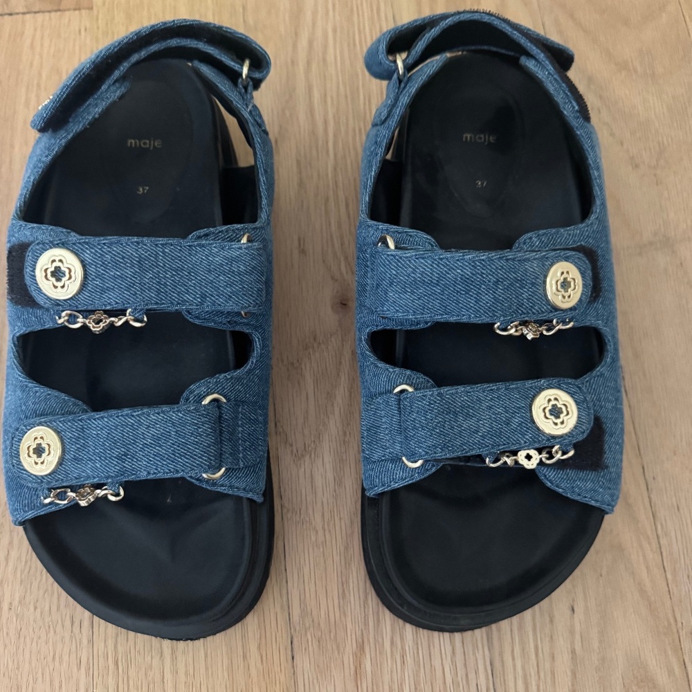 Maje Denim Dad Sandal Blue Size 37